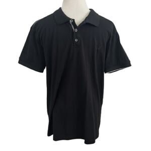 GUC Nick Danger Classic Black Polo Shirt with White Trim. Size L.